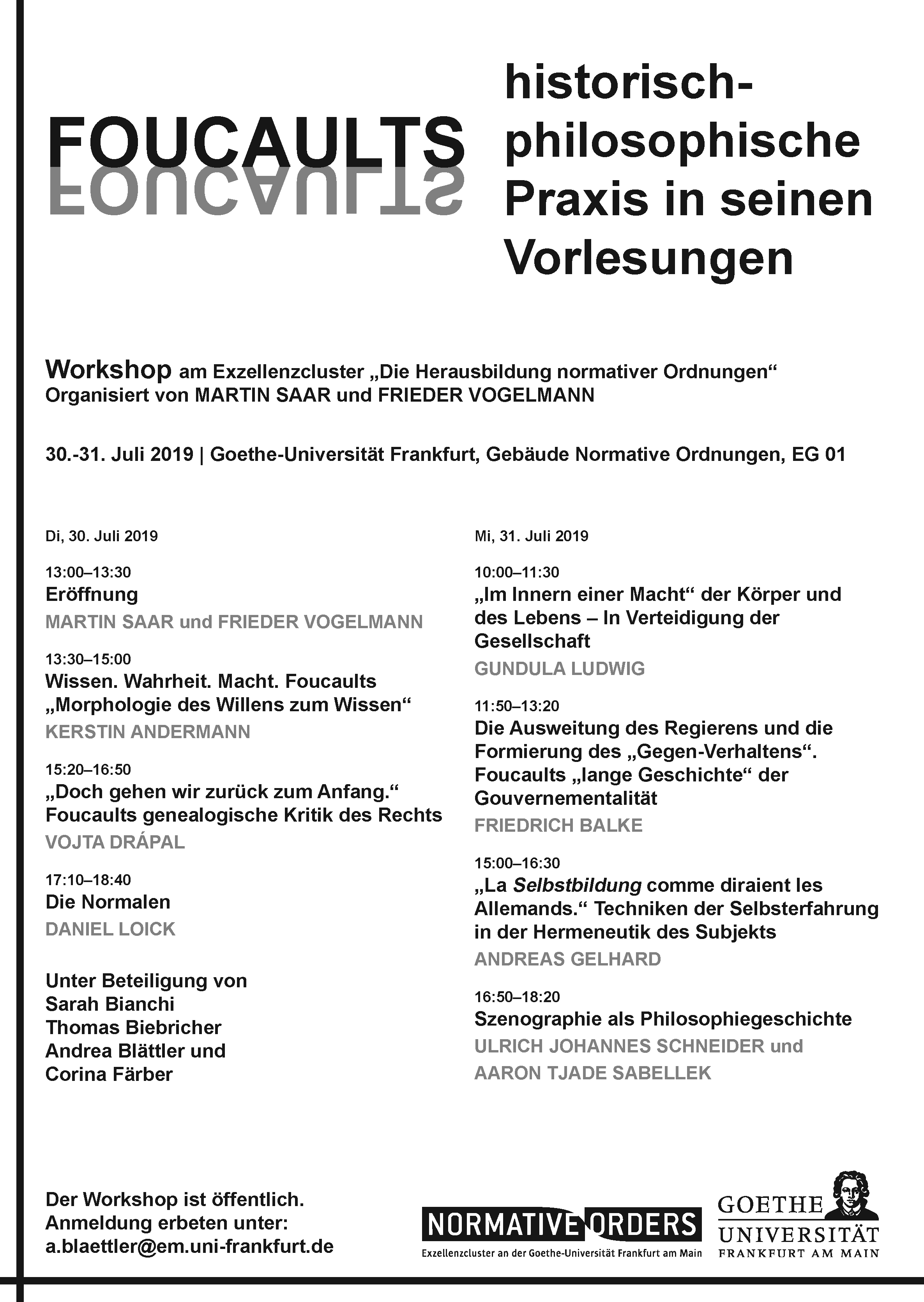 Conference “Philosophie, Kritik, Geschichte: Foucaults historisch-philosophische Praxis in den Vorlesungen” [in German]